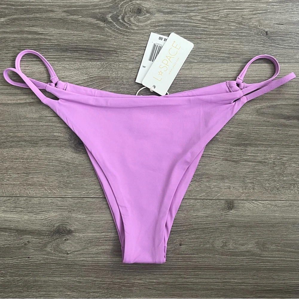 L*SPACE Wilder Bitsy Bikini Bottom XL Jewel Purple Pastel Strappy Cheeky Retro